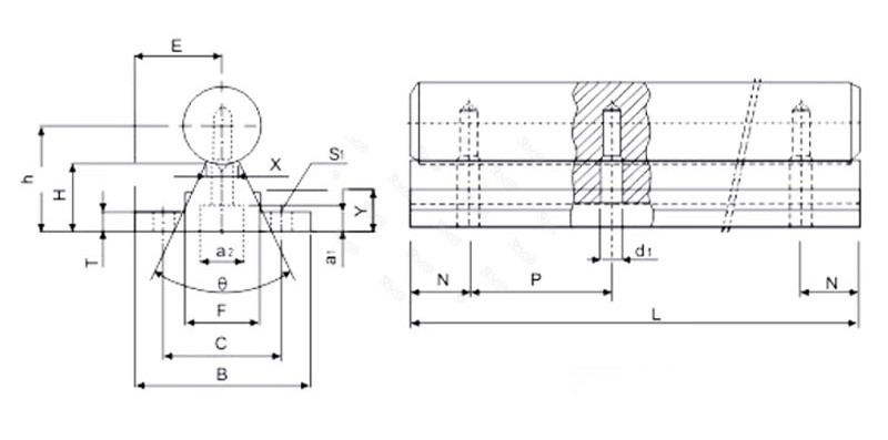 SBR16 linear guide rail drawing