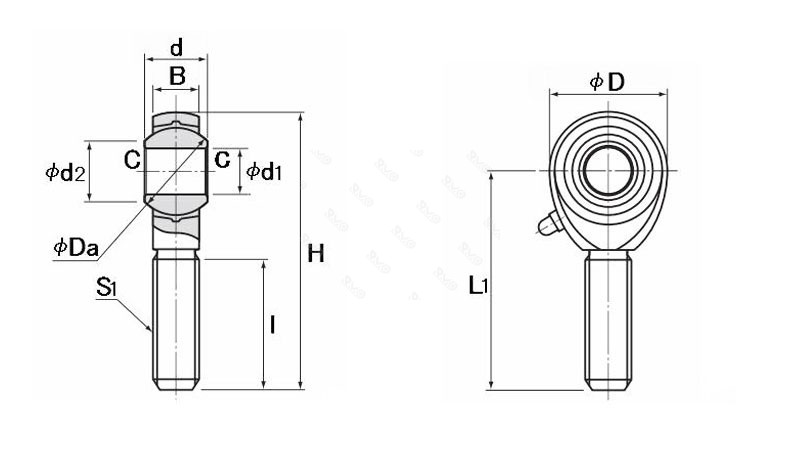 POS8 Rod End Bearings Drawing