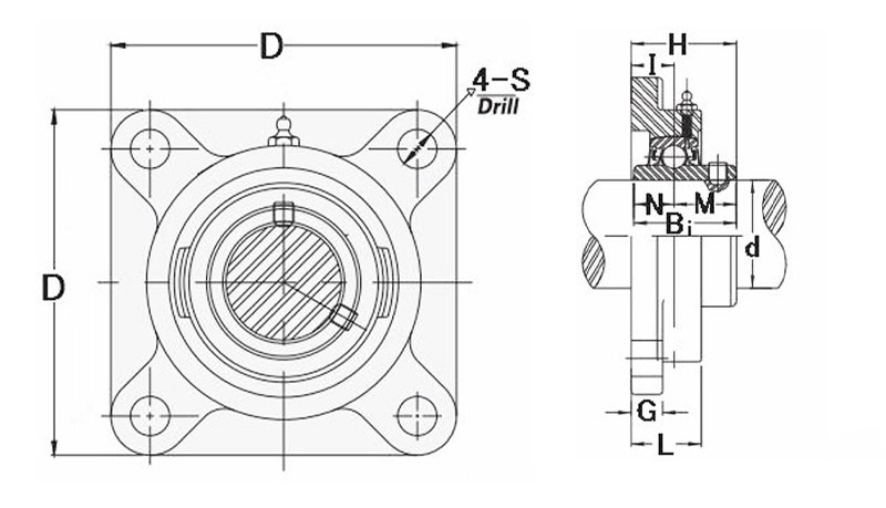 SUCF205-16 Pillow Block Bearing Drawing