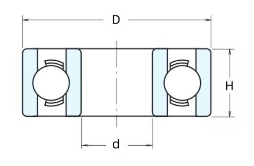 Open Type 603 Bearing Drawing